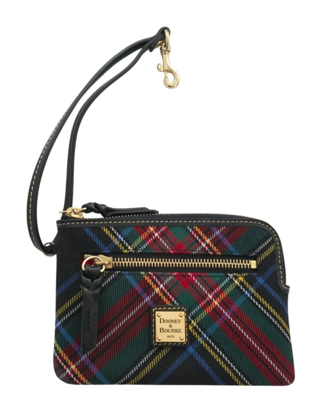 Dooney & Bourke Tartan Plaid Medium Wristlet Leather Strap & Gold Hardware